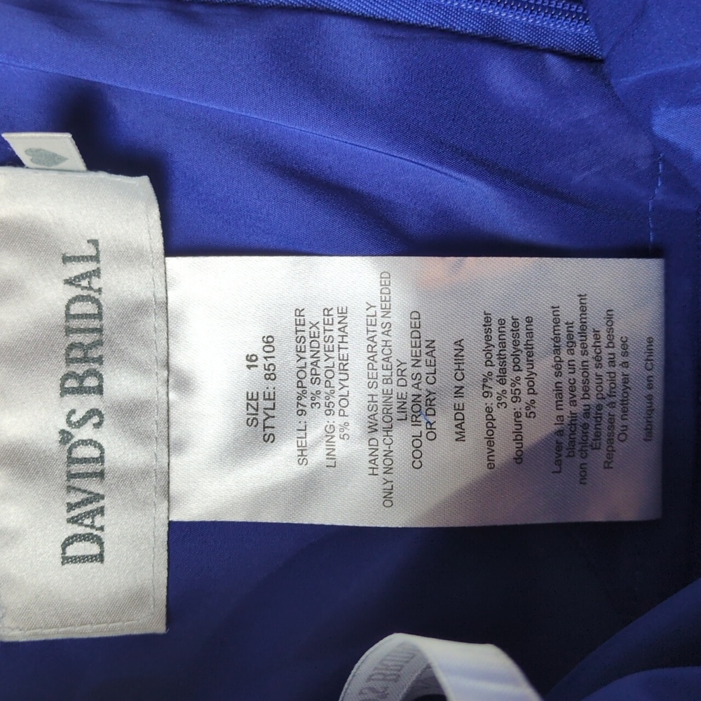 David's Bridal One Shoulder Asymmetrical Ruched Horizon Blue Cocktail Dress 16 - Picture 3 of 16